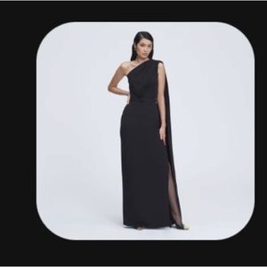 LBV. One shoulder cape gown.